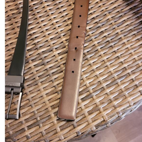 Kenneth Cole Reversible Belt XL Brown Black Chrome Buckle Classic Neutral 49" - Picture 8 of 9